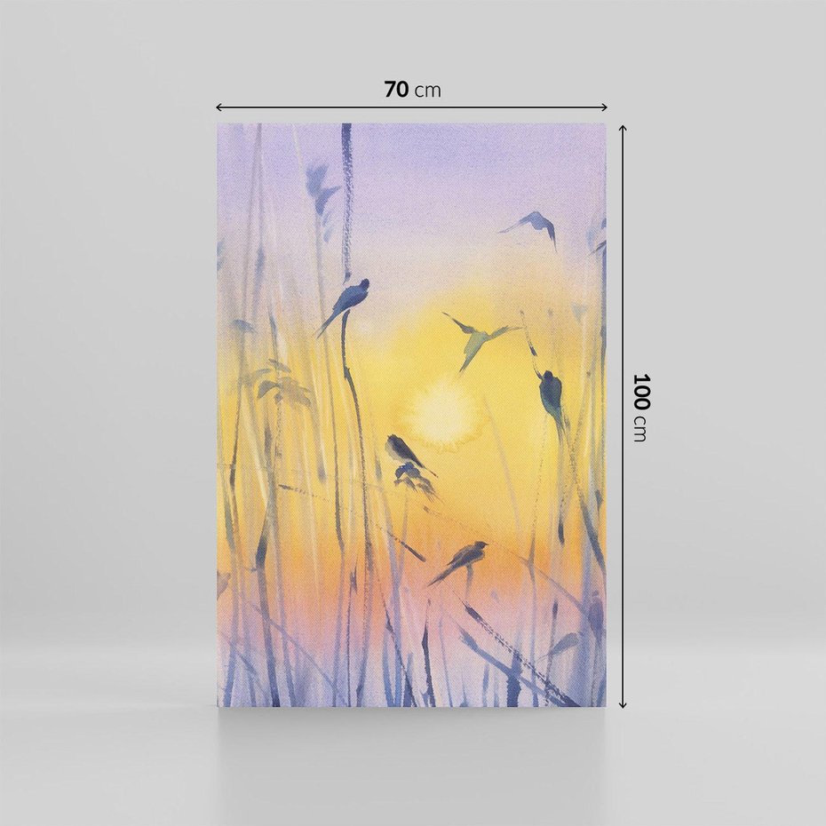 Obraz na płótnie 70x100 - Mistyka Poranka nad Szuwaram - wschód słońca w szuwarach, trawy