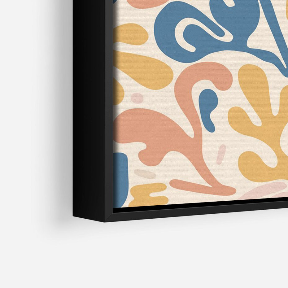 Obraz w ramie 50x70 - Symfonia Radosnych Barw - abstrakcyjne pastelowe formy, nowoczesna grafika w stylu boho - rama czarna