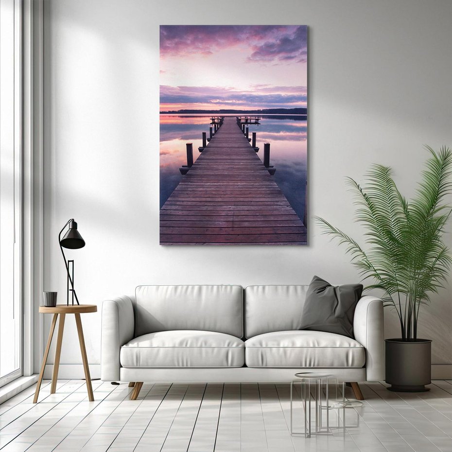 Obraz na płótnie 50x70 - spotkanie przy molo - jezioro, molo