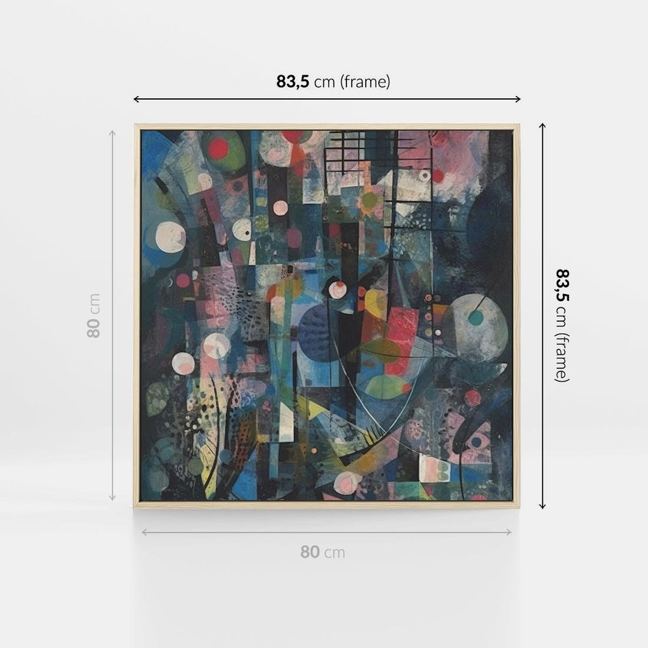 Obraz w ramie 80x80 - Rozbijając Granice Kreatywności - abstrakcyjny obraz, sztuka abstrakcji - rama drewno