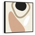 Obraz w ramie 50x50 - Beżowa Synergia - beżowa abstrakcyjna kompozycja, czarny akcent - rama czarna