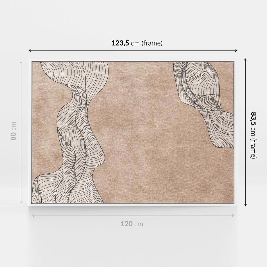 Obraz w ramie 120x80 - Symfonia uczuć i kształtów - delikatna kompozycja, falujące linie - rama biała