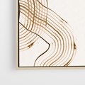 Obraz w ramie 80x80 - Ścieżki pędzla i myśli - minimalistyczna kompozycja, abstrakcyjne brązowe linie na białym tle - rama drewno