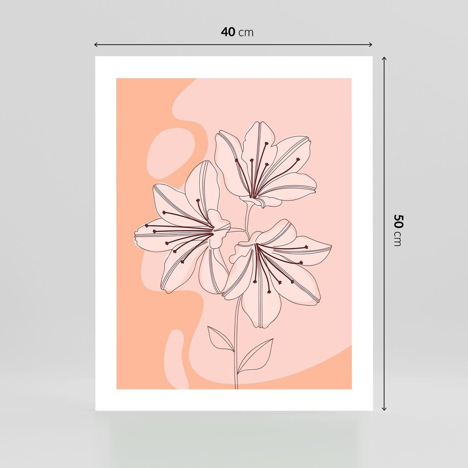 Plakat bez ramy 40x50 - Kwiatowa Harmonia - minimalistyczny plakat, pudrowe kwiaty