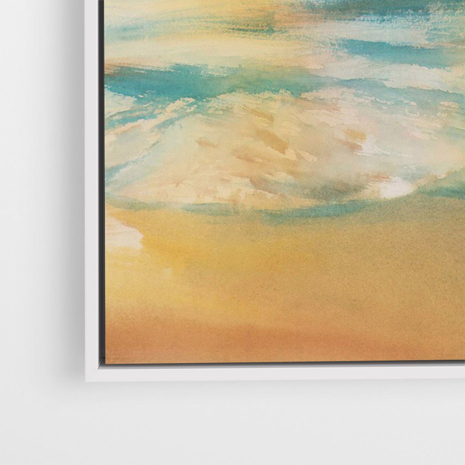 Obraz w ramie 50x70 - Objawienie Fioletowego Świtu - fioletowy wschód słońca, słońce wschodzi nad morzem - rama biała