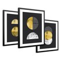 Zestaw obrazy w ramie 40x50 galeria - Złoto, minimalizm, geometryczne - rama czarna