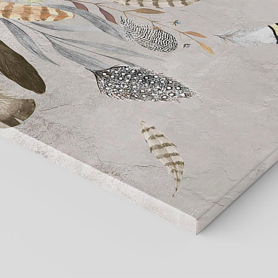 Obraz na płótnie 150x50 - Sploty losu na płótnie - kompozycja boho piór, indiańskie pióra