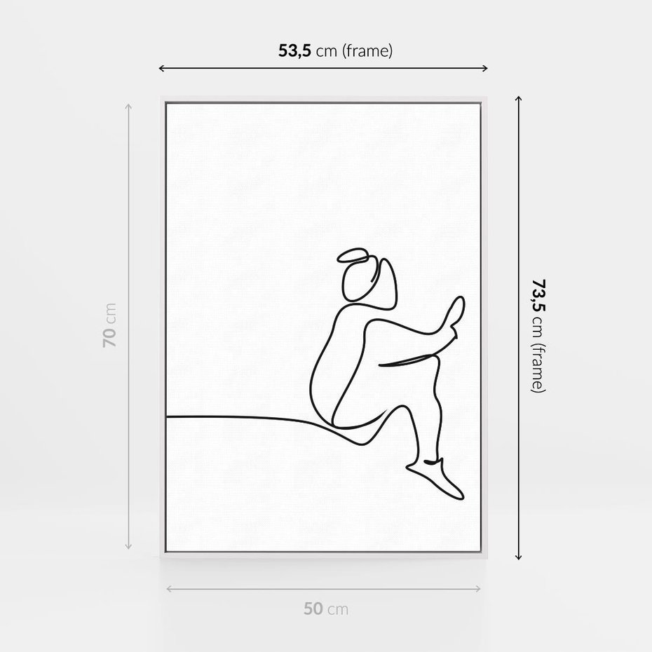 Obraz w ramie 50x70 - Linie Wewnętrznej Refleksji - line art, szkic - rama biała