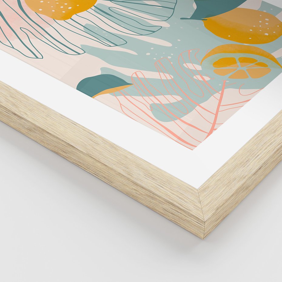 Zestaw obrazy w ramie 50x70 galeria - Monstera, liście, pastelowe, nowoczesne - rama drewno