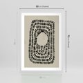 Plakat w ramie 50x70 - Zaklęte Wnętrza - boho plakat, czarne kropki kreski - rama biała