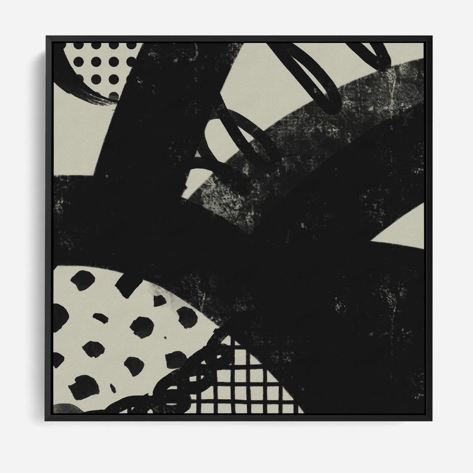 Obraz w ramie 50x50 - Nieznanie Zaskoczenia - bstrakcyjna mroczna kompozycja, nieregularne - rama czarna