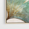 Obraz w ramie 70x50 - Złota Melodia Liści - złote, turkusowe liście miłorzębu - rama drewno