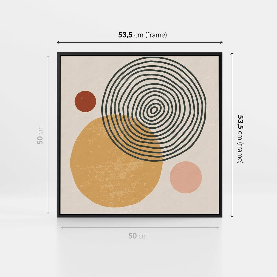 Obraz w ramie 50x50 - Boho Światło - abstrakcyjna sztuka, boho kształty - rama czarna