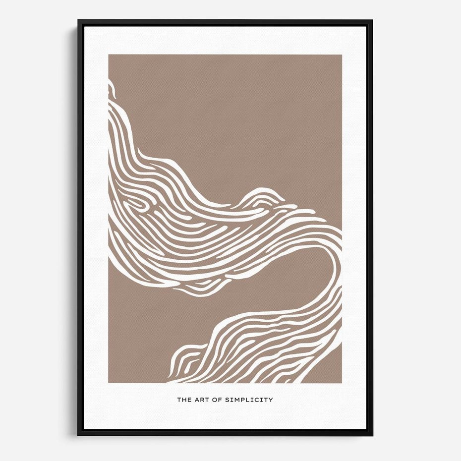 Obraz w ramie 70x100 - Harmonijne Granice - sztuka minimalizmu, biała rycina - rama czarna