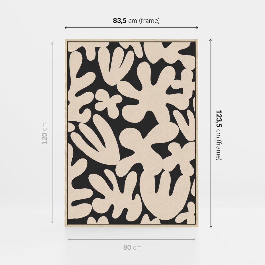 Obraz w ramie 80x120 - Księga Ukrytych Widoków - abstrakcyjne czarno białe formy, minimalizm - rama drewno