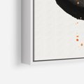 Obraz w ramie 50x70 - Wnętrza Marzeń - abstrakcyjna czarna plama, rozsiane pomarańczowe kropki - rama biała