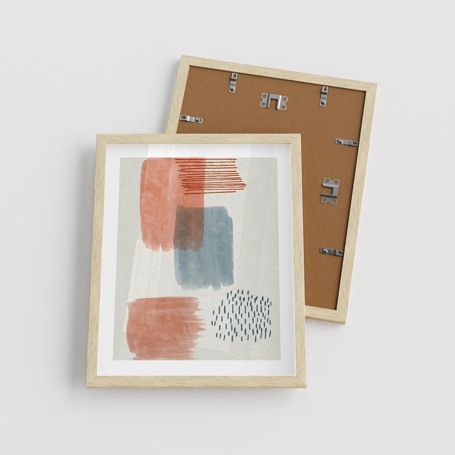 Plakat w ramie 40x50 - Pastelowa Abstrakcja: Maźnięcia Farbą - abstrakcja, maźnięcia farny - rama drewno