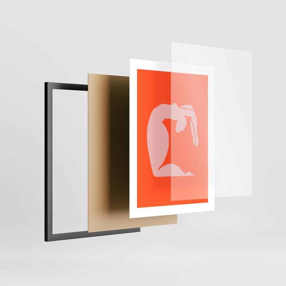 Plakat w ramie 30x40 - Antyczna Godzina - abstrakcja, kobieca sylwetka - rama czarna