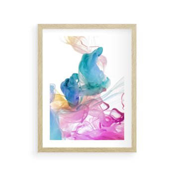 Plakat w ramie 50x70 - Abstrakcyjne Pastelowe Piękno - abstrakcja, pastelowe - rama drewno