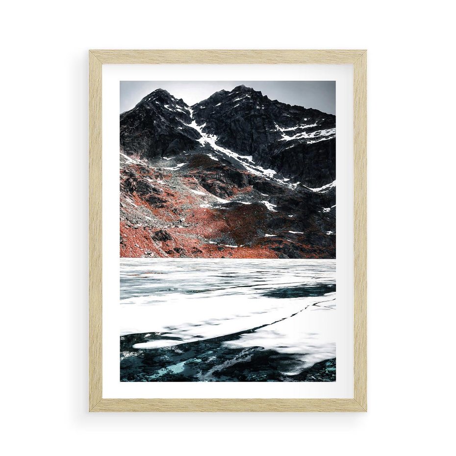 Plakat w ramie 50x70 - Śnieżna Opowieść - górski krajobraz, zima w górach - rama drewno