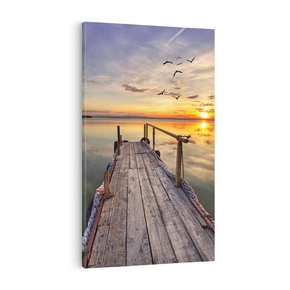 Obraz na płótnie 70x100 - Zachód Słońca na Pomostcie - zachód, słońca