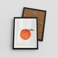 Plakat w ramie 30x40 - Słońce i Gałązka - pomarańczowe słońce, gałązka - rama czarna