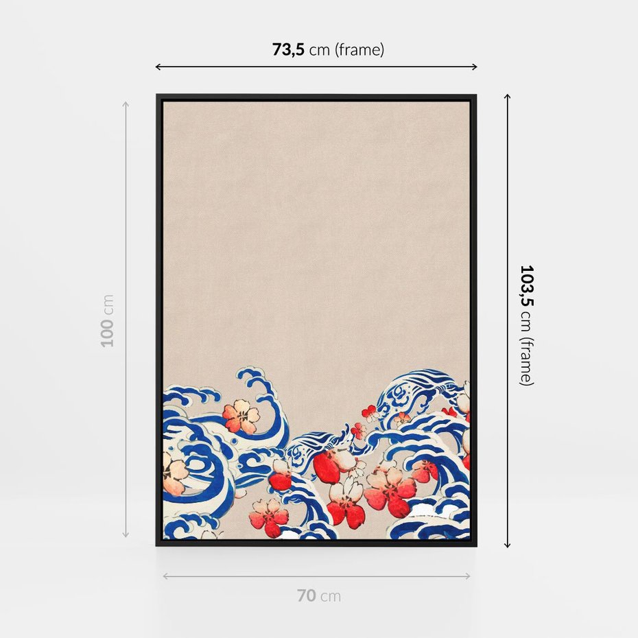 Obraz w ramie 70x100 - Japońska Harmonia: Falujące Kwiaty - japonia, orientalne kwiaty wiśni - rama czarna