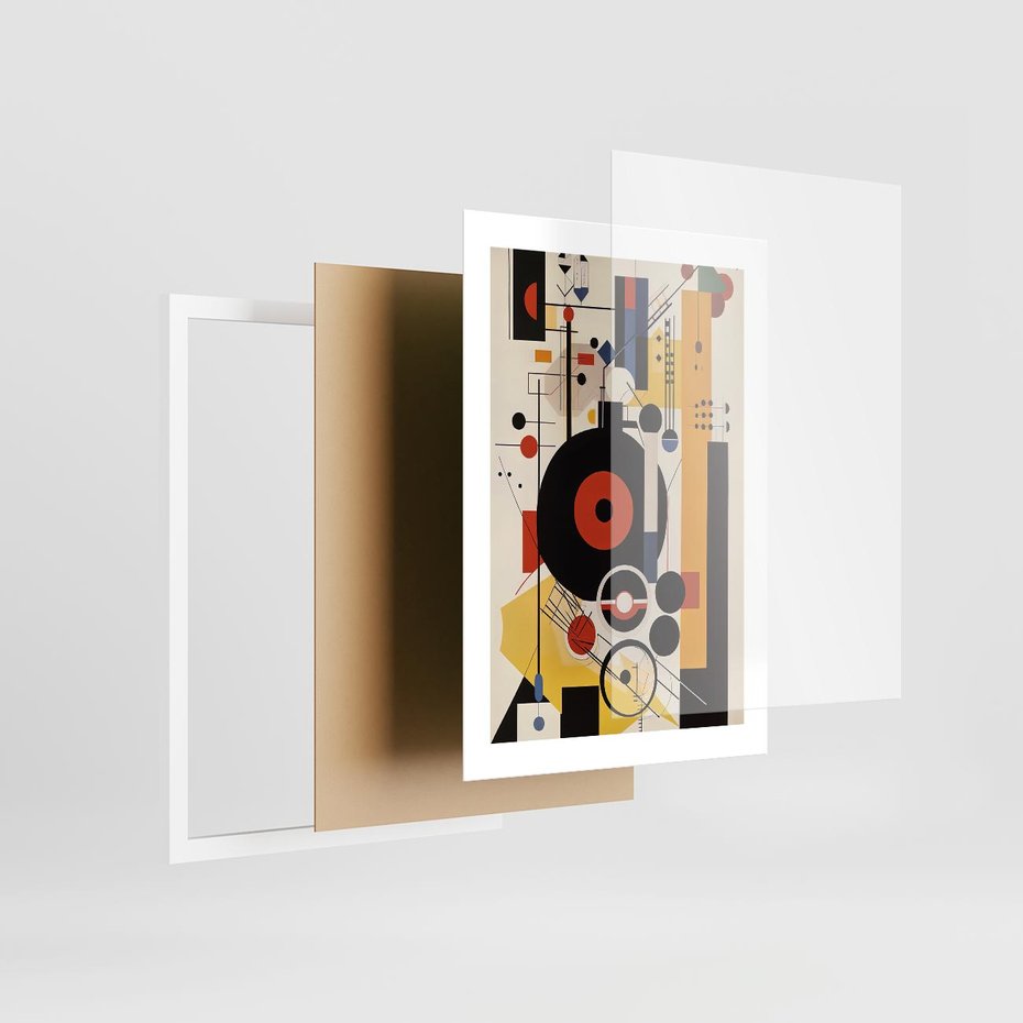 Plakat w ramie 30x40 - Wnętrza Refleksyjnego Światła - modernistyczny obraz, styl bauhaus - rama biała