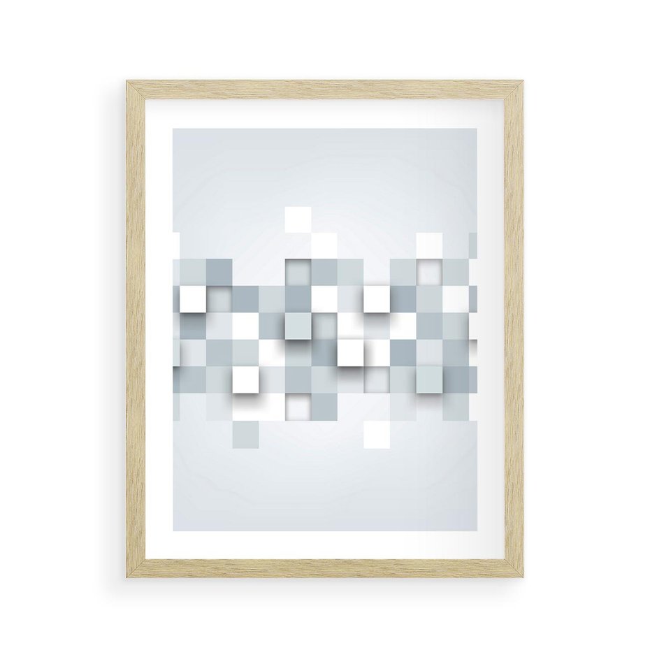 Plakat w ramie 40x50 - Trójwymiarowe formy geometryczne - geometria, 3D - rama drewno