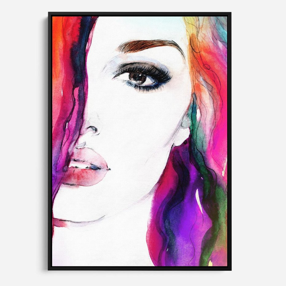 Obraz w ramie 50x70 - Kobieta Twarz Abstrakcja - kobieta, twarz - rama czarna