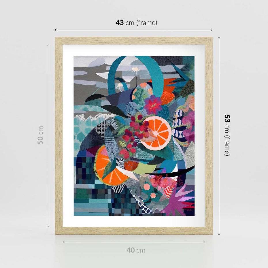 Plakat w ramie 40x50 - Migocące Widoki Harmonii - abstrakcyjny obraz, jak picasso - rama drewno