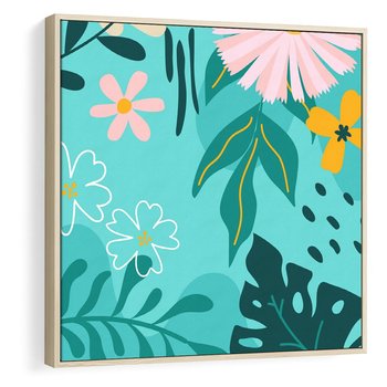 Obraz w ramie 50x50 - Kwiatowe Wibracje - pastelowa kompozycja, kwiaty - rama drewno