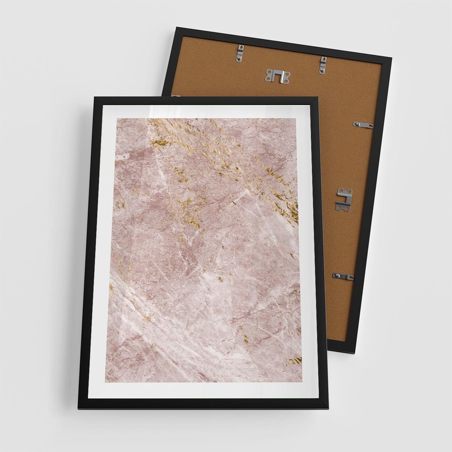Plakat w ramie 50x70 - Wyjątkowa Stylizacja - marmur, złoto - rama czarna