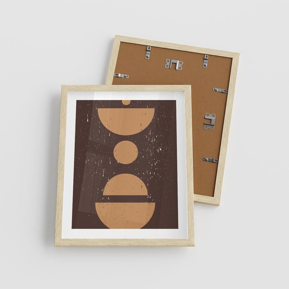 Plakat w ramie 40x50 - Impulsy Przestrzeni - mid century styl, nowoczesna grafika - rama drewno
