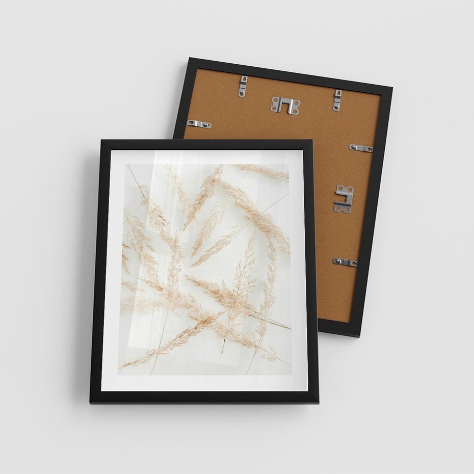 Plakat w ramie 40x50 - Pampas w Stylu Boho: Kompozycja Natury - suche trawy, pampas - rama czarna