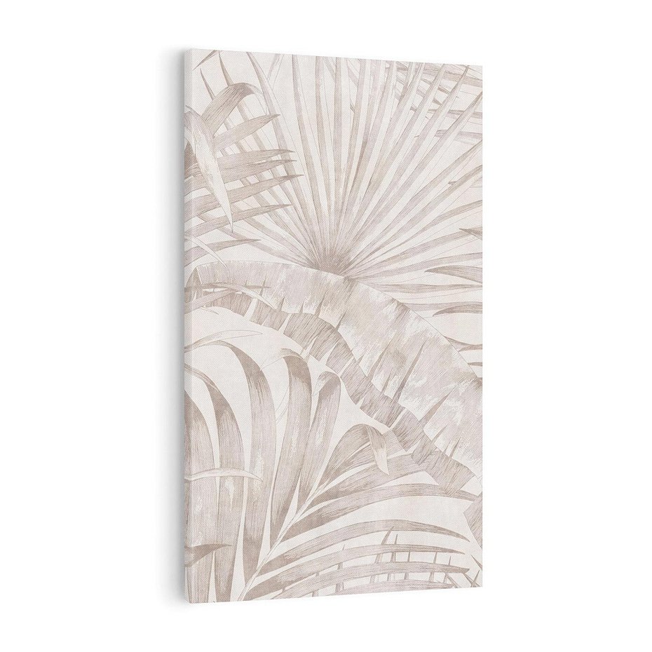 Obraz na płótnie 80x120 - Odsłonięte liściowe wspomnienia - monochromatyczne, kolory sepii