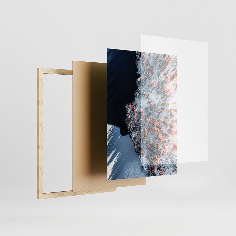 Zestaw obrazy w ramie 50x70 galeria - Sarna, zima, w, górach - rama drewno