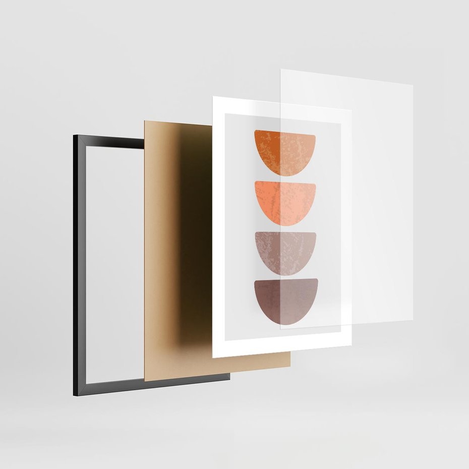 Plakat w ramie 30x40 - Minimalizm i Geometria - minimalistyczny obraz, mid-century styl - rama czarna