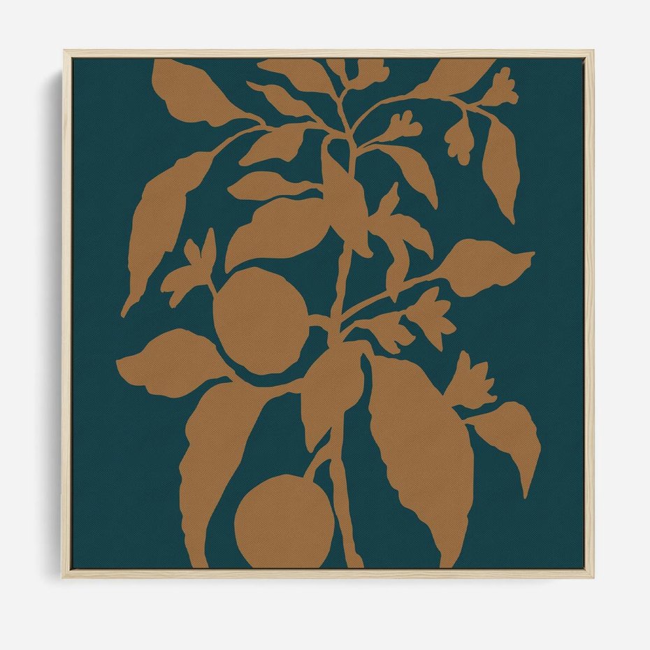 Obraz w ramie 80x80 - Boho Ekspresja Emocji - abstrakcyjna boho grafika, ciemne zielone tłó - rama drewno