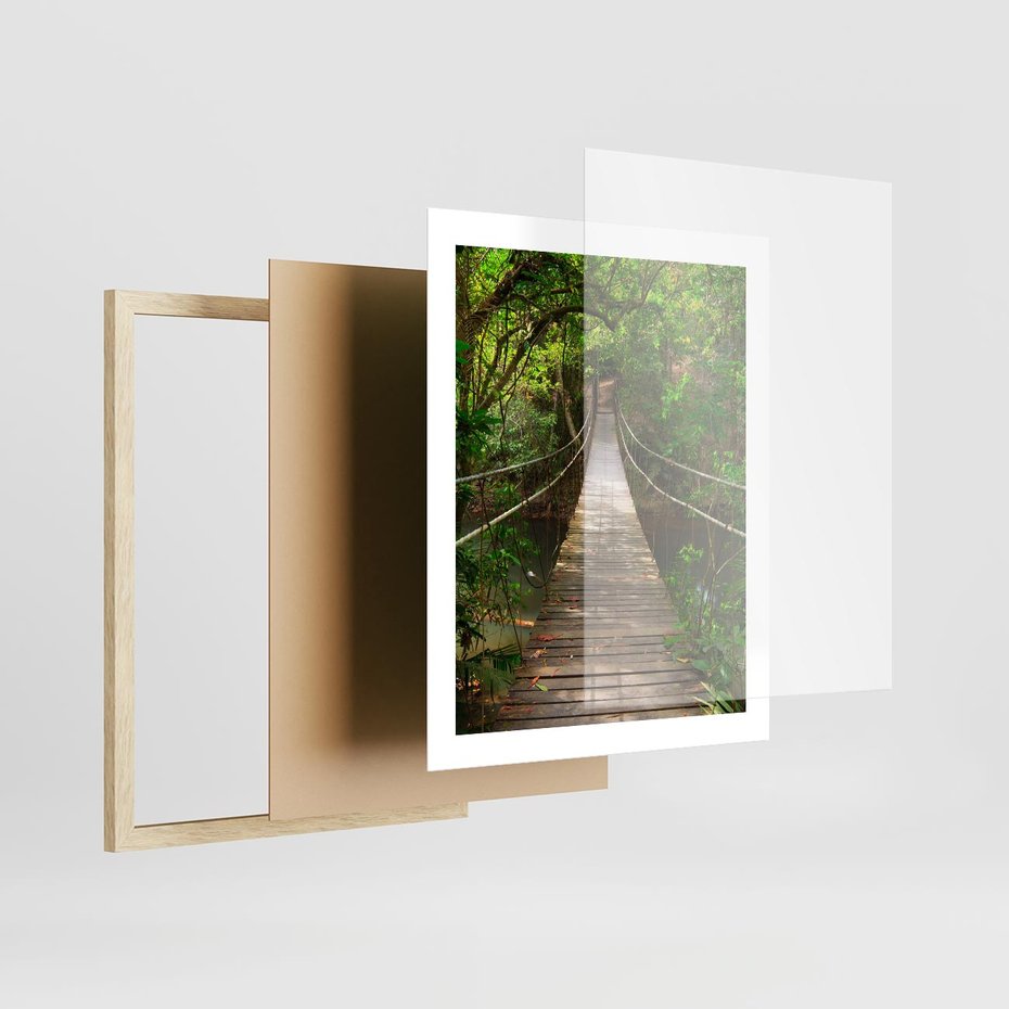Plakat w ramie 40x50 - Przez Dżunglę - most, linowy - rama drewno