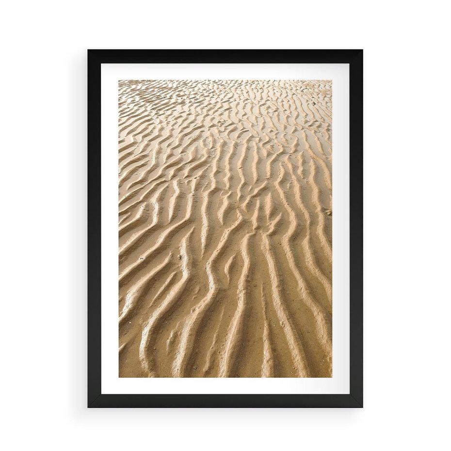 Plakat w ramie 50x70 - Piasek i Nieskończoność - pustynia, piasek - rama czarna