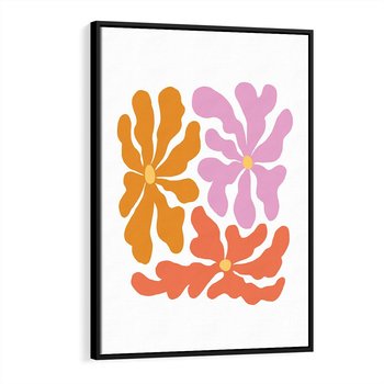 Obraz w ramie 50x70 - Rozbijające Refleksje - abstrakcyjne kolorowe kwiaty, minimlizm - rama czarna