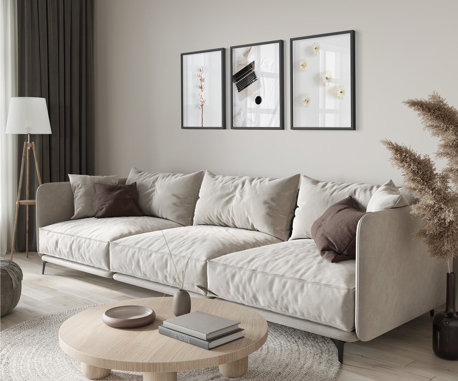 Zestaw obrazy w ramie 50x70 galeria - Białe, praca, biuro, bawełna - rama czarna