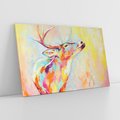 Obraz na płótnie 120x80 - Impresje snów malarza - kolorowy olejny obraz, jeleń ryczący na rykowisku