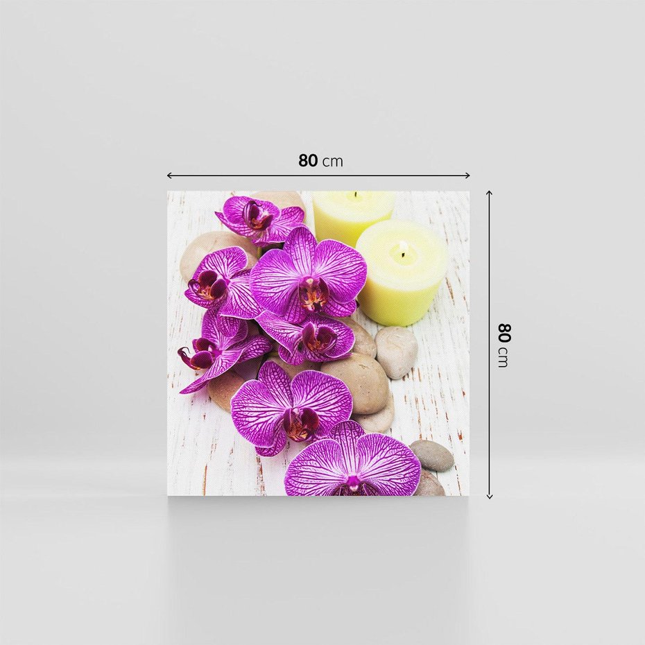 Obraz na płótnie 80x80 - Relaksujące spa w otoczeniu orchidei - spa, świece