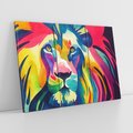 Obraz na płótnie 120x80 - Tęczowy Lew - akwarela, tęczowy lew