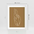Plakat w ramie 40x50 - Splecione Dłonie - szkic, minimalizm - rama biała