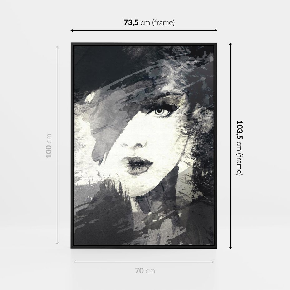 Obraz w ramie 70x100 - Abstrakcyjna wizja kobiety - abstrakcja, kobieta - rama czarna