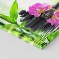 Obraz na płótnie 40x40 - Relaksujący świat SPA z kwiatami i bambusem - spa, kwiaty
