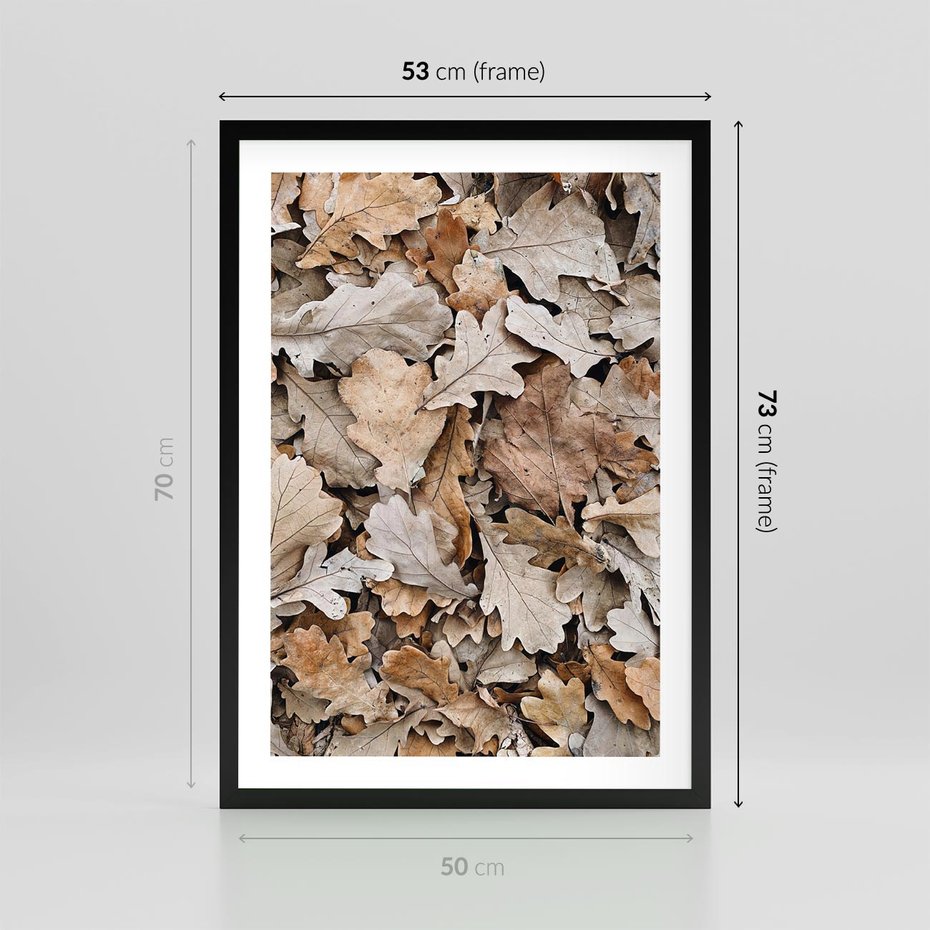 Plakat w ramie 50x70 - Nostalgiczny Pejzaż - suche liście, jesień - rama czarna